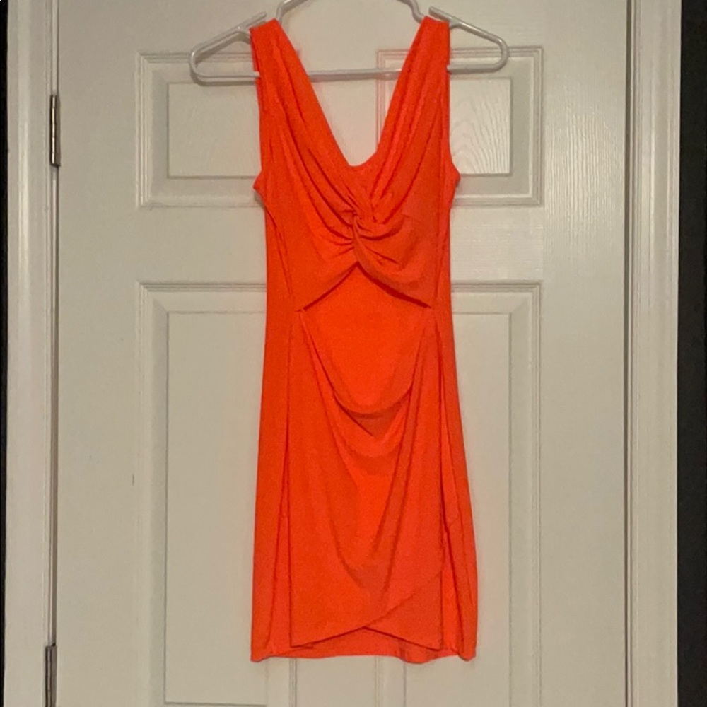 Orange small knot front dress